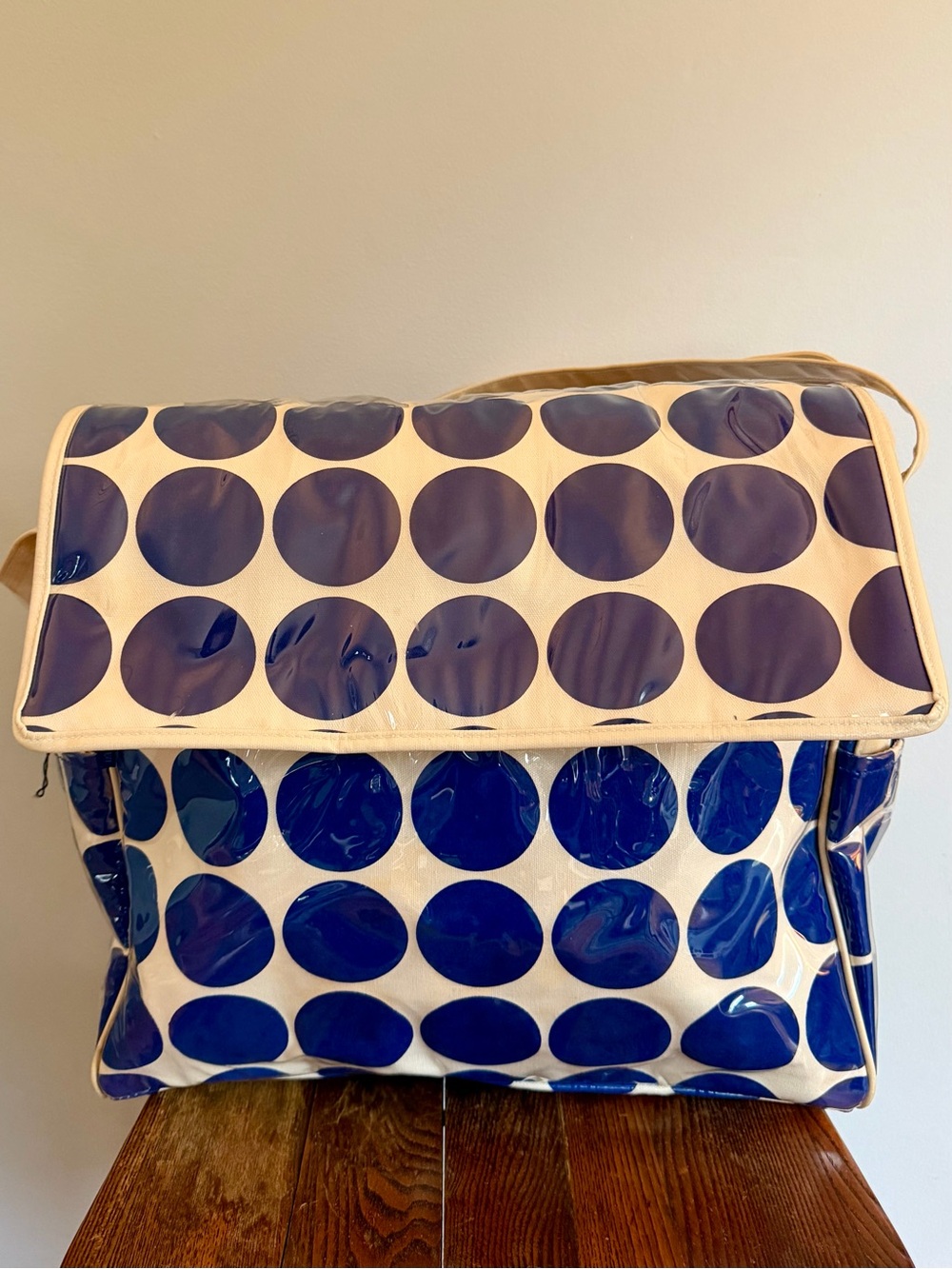 Americana by Sarif Blue & White Polka Dot Messenger Bag